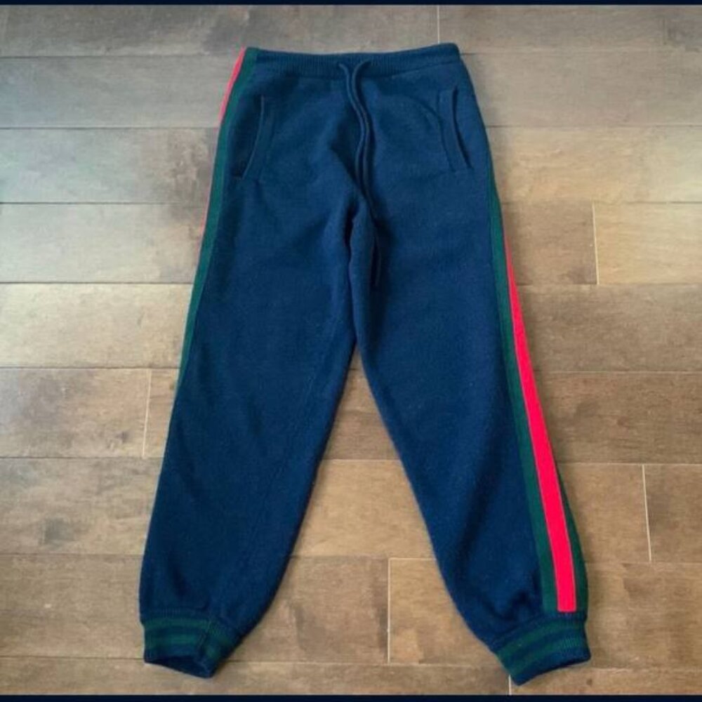 Gucci Cashmere Wool Sweatpants Joggers Side Stripe